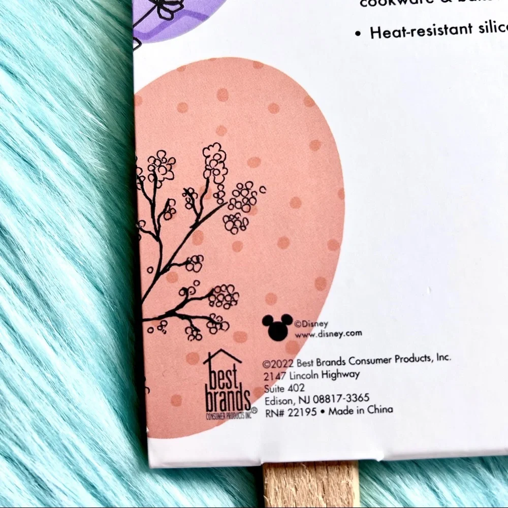 Disney Mickey Floral Silicone Spatula & Spoon Set Wooden Handles